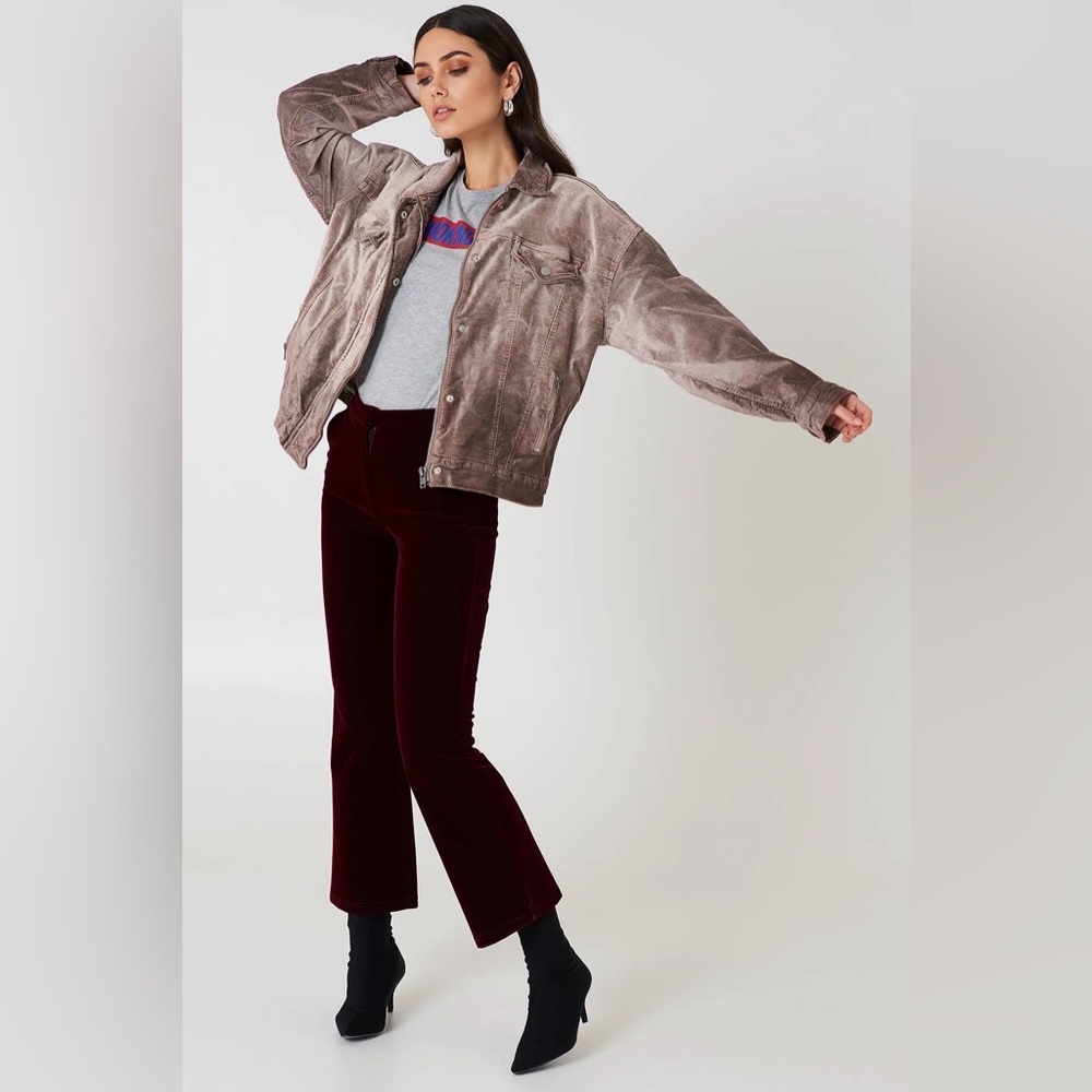 FREE PEOPLE Trucker Velvet Jacket Color MAUVE Size M/L - Picture 7 of 13